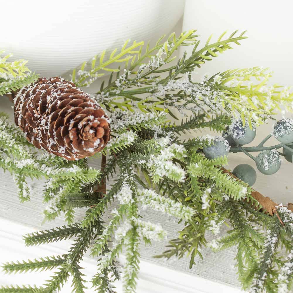 64" Artificial Frosted Blueberry Pine Cone Garland