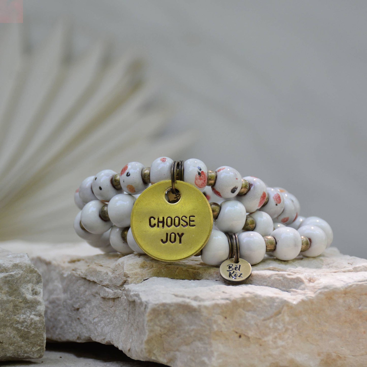 White | IT IS WELL | Bel Koz Round Clay Bead Bracelet
