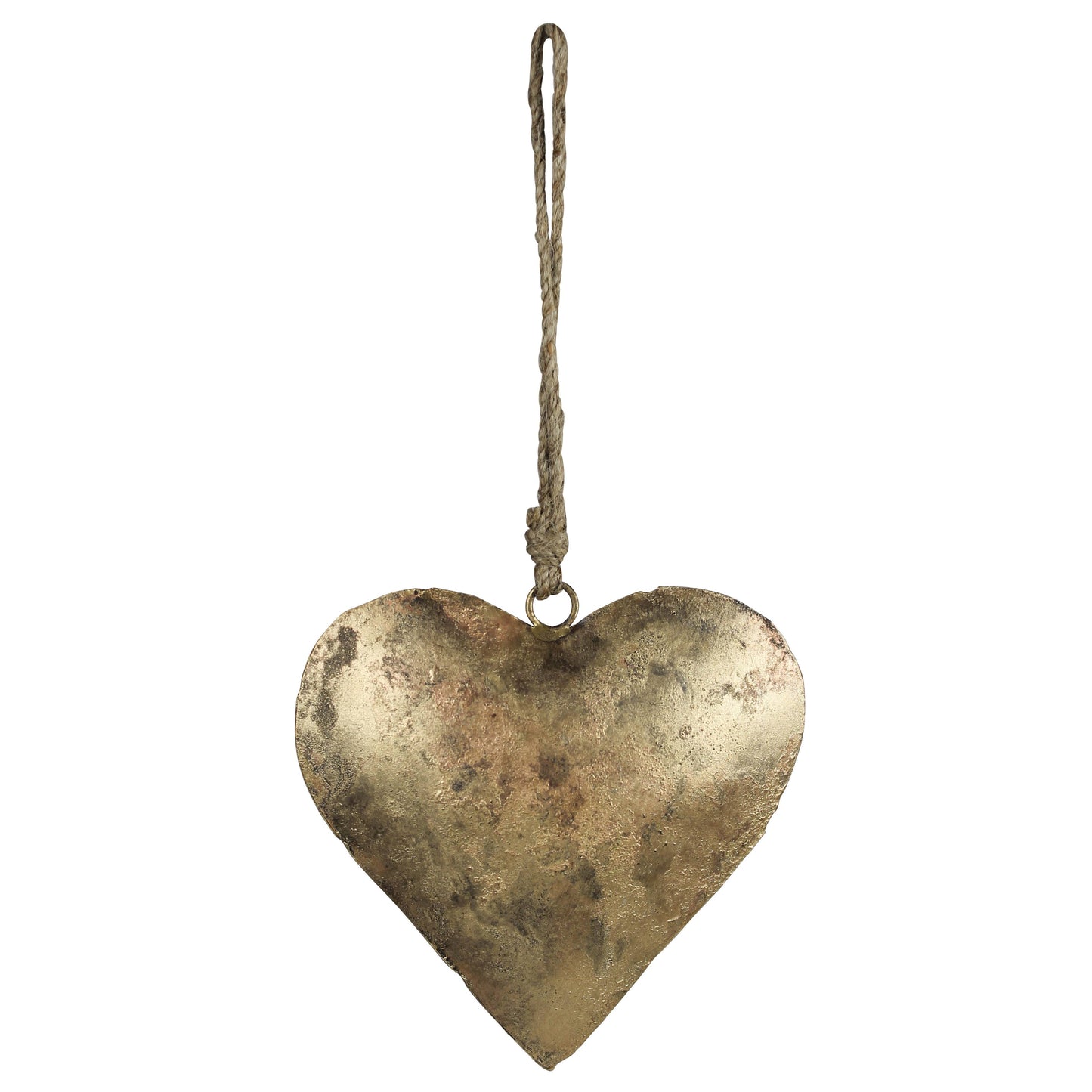 Heart on Rope, Antique Brass - 6” rope hanger