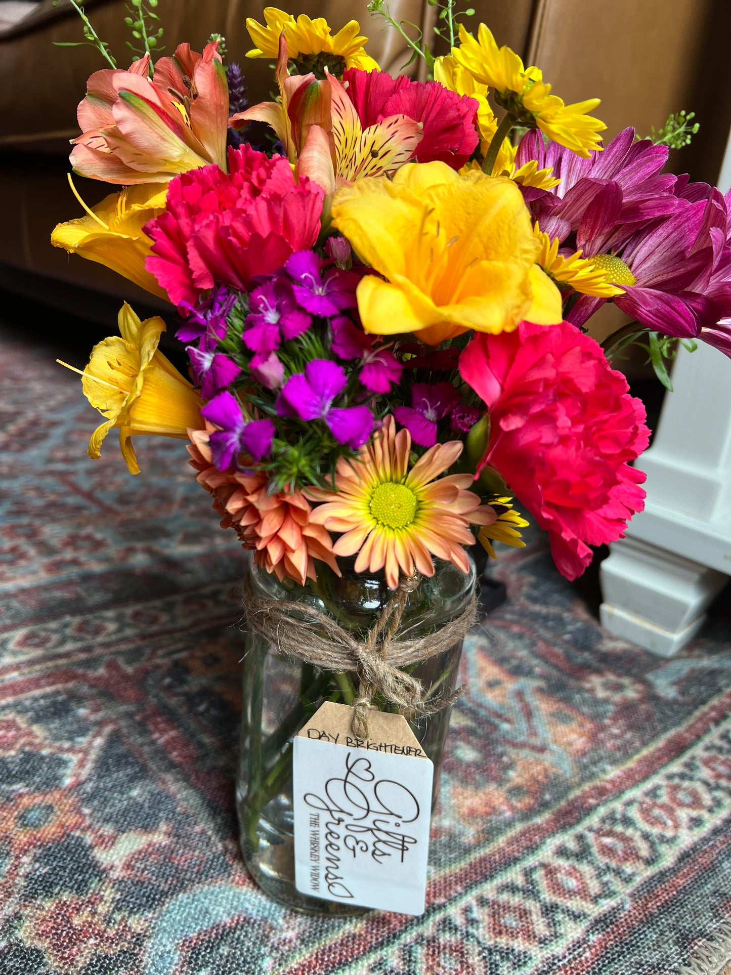 Day Brightener - jar of fresh cut flowers