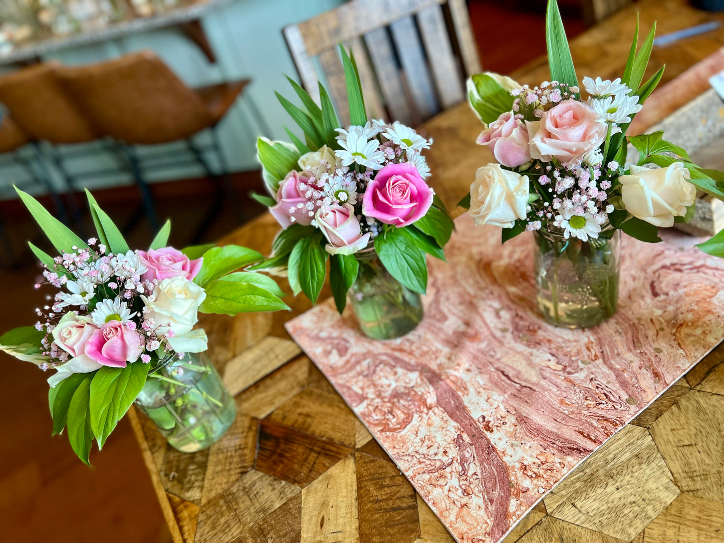 6 pack - Day Brighteners - six jars of fresh cut flowers
