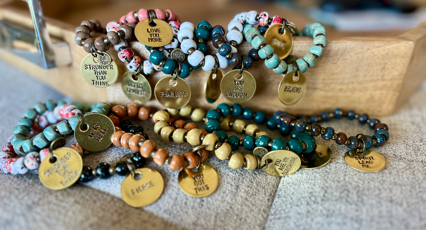 Burnt Orange | YOU GOT THIS | Bel Koz Round Clay Bead Bracelet