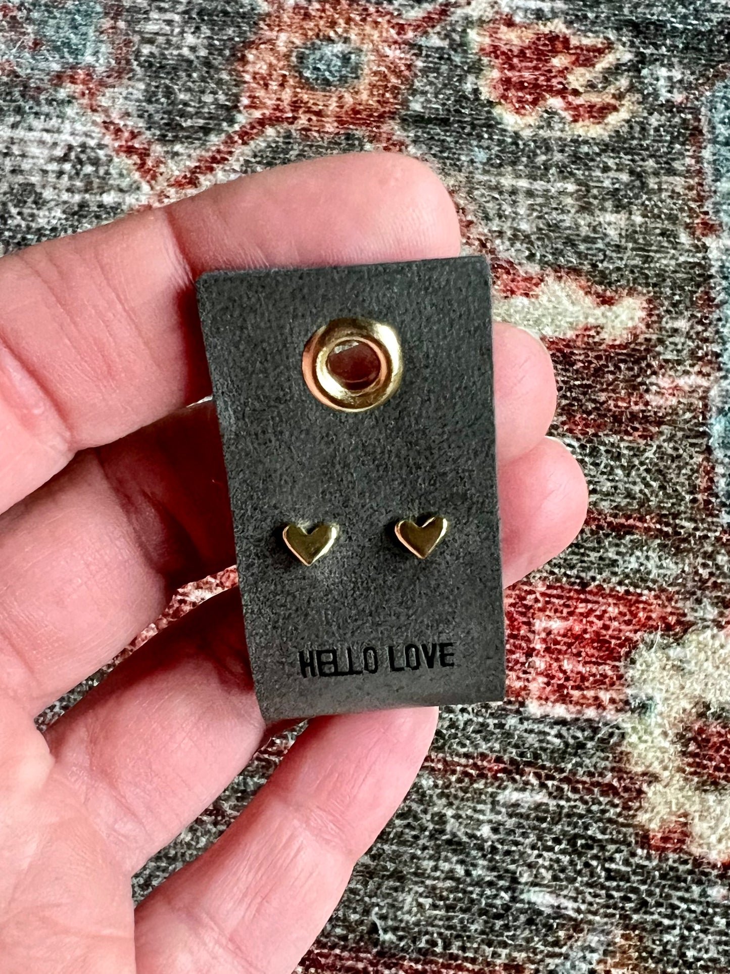 Leather Tag Earrings - Heart