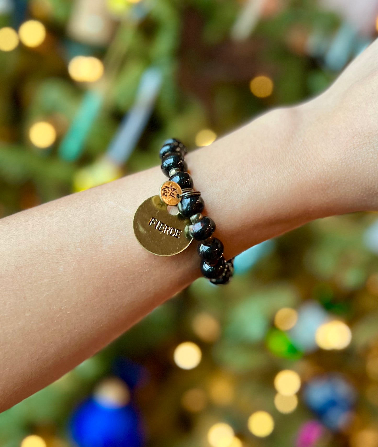 Black Glitter | FIERCE | Bel Koz Round Clay Bead Bracelet