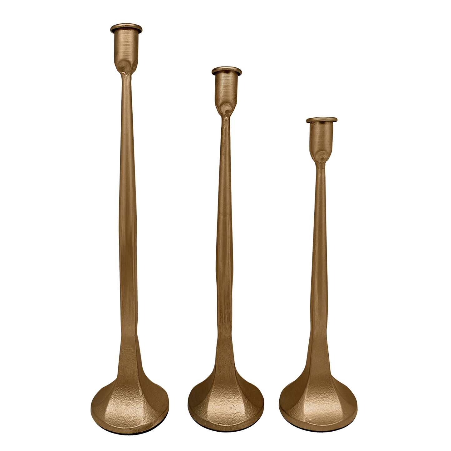 *NEW* Gold Cast Iron Taper Candle Holders, Set of 3