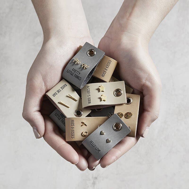 *NEW* Leather Tag Earrings -XO