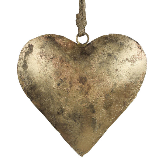 Heart on Rope, Antique Brass - 6” rope hanger