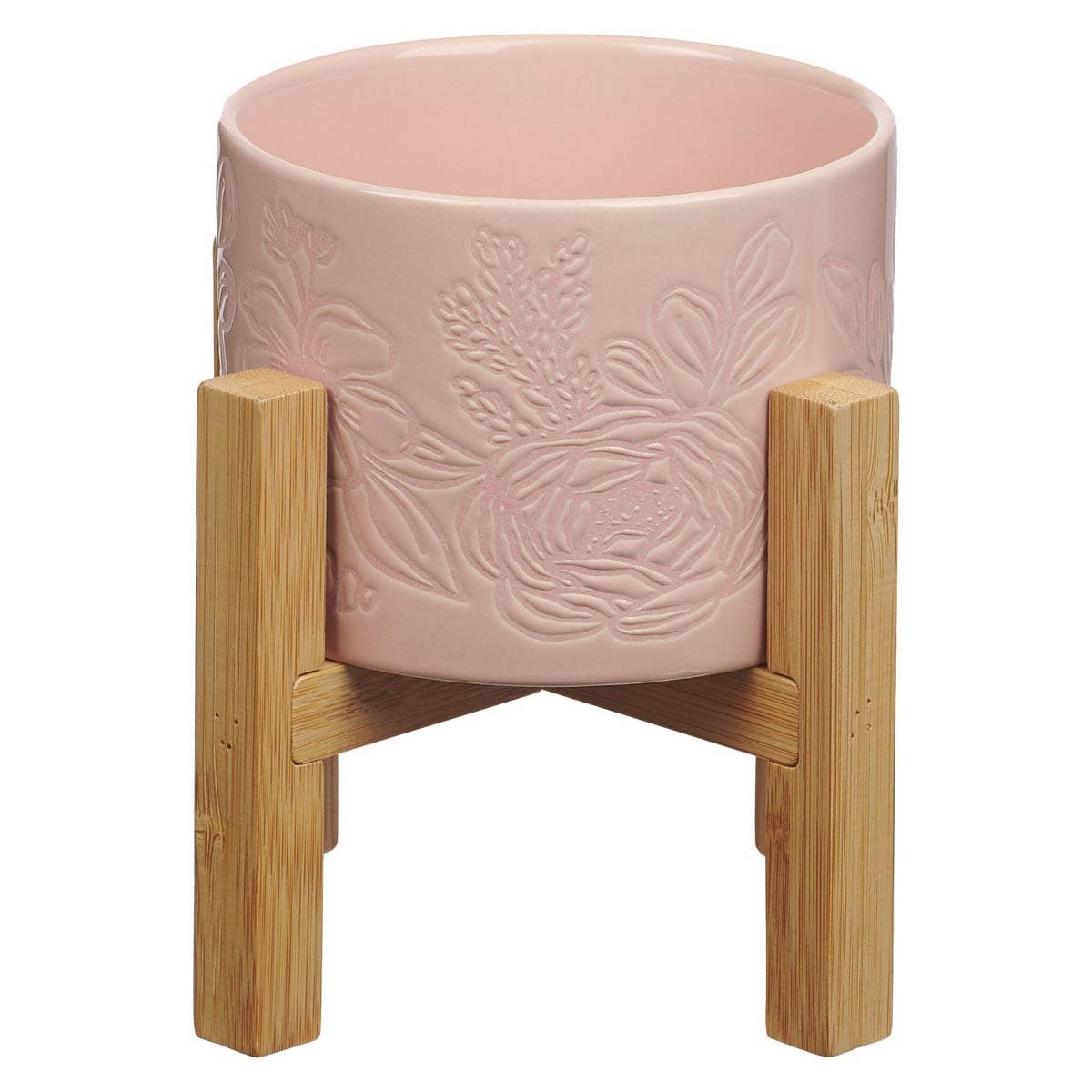 *NEW* Pink Planter w/Wood Stand - Phil. 1:6