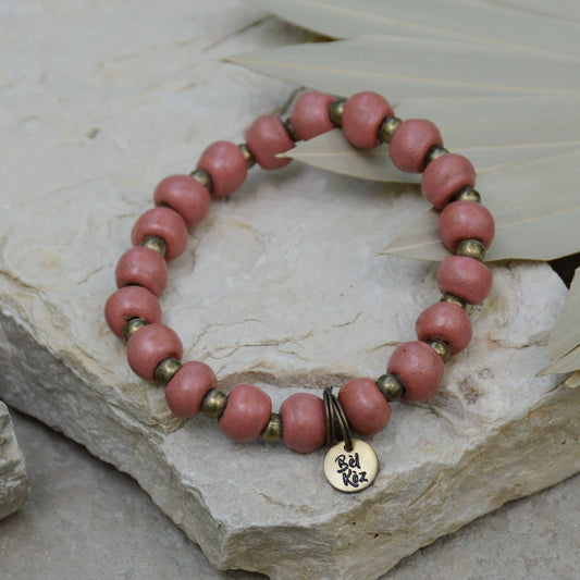 Salmon | LOVE YOU MORE | Bel Koz Round Clay Bead Bracelet