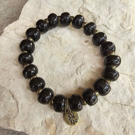 Black Glitter | FIERCE | Bel Koz Round Clay Bead Bracelet