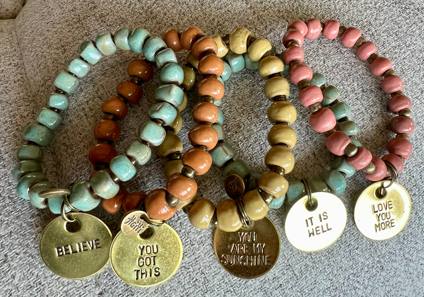 Jade | IT IS WELL or BELIEVE | Bel Koz Square Clay Bead Bracelet