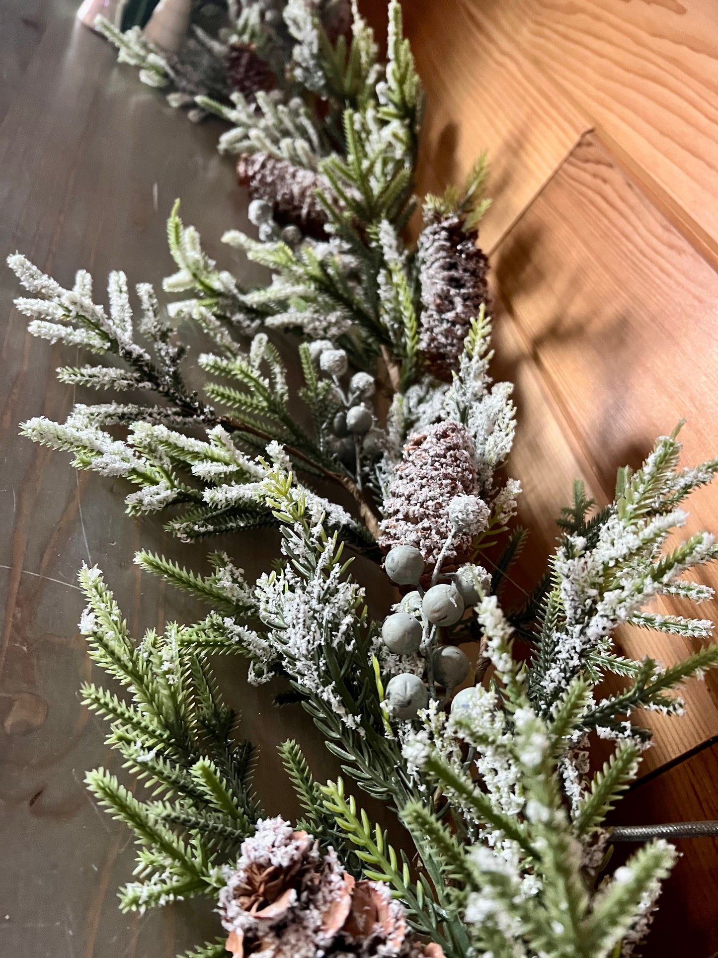 64" Artificial Frosted Blueberry Pine Cone Garland