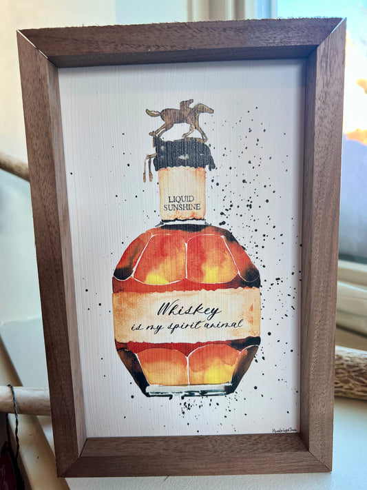 Whiskey Is My Spirit Animal - wooden sign By Mercedes Lopez Charro