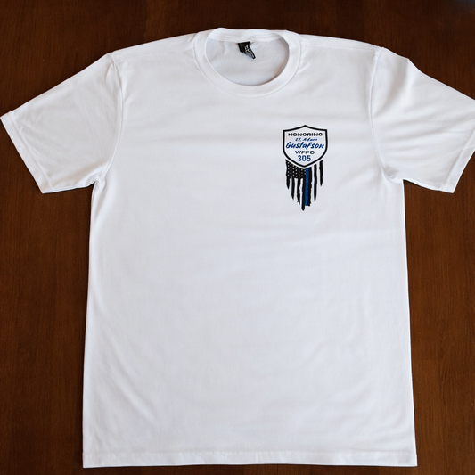 White "Honoring Lt. Adam Gustafson" T-shirt